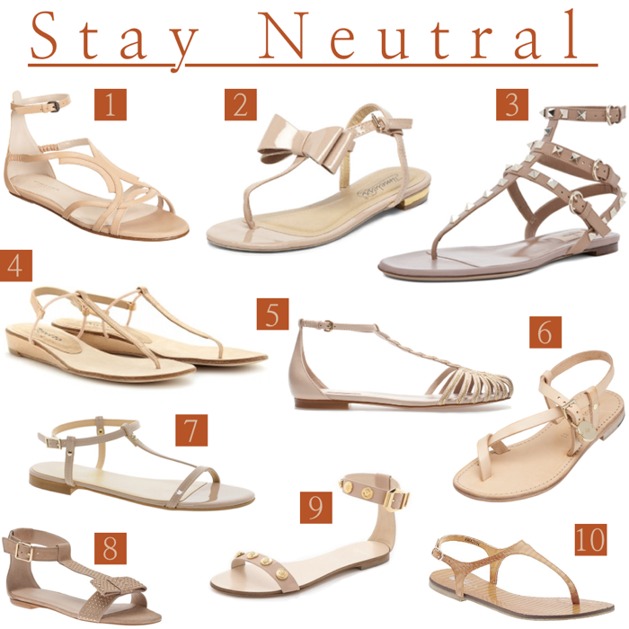 neutral flat sandals