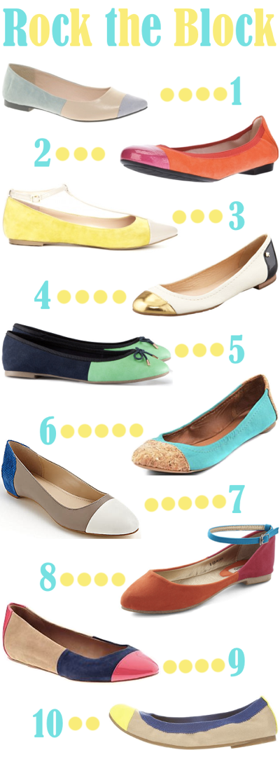 10 Pairs of Colorblock Ballet Flats